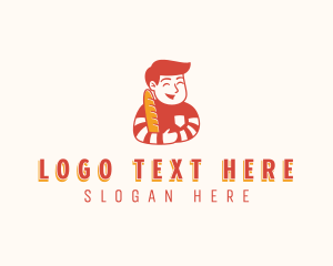 Food Blog - Baguette Bread Boy logo design