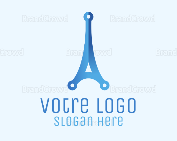 Blue Gradient Eiffel Tower Tech Logo
