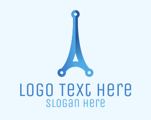 Blue Gradient Eiffel Tower Tech logo design