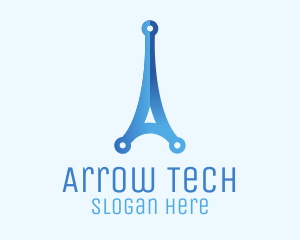 Blue Gradient Eiffel Tower Tech logo design