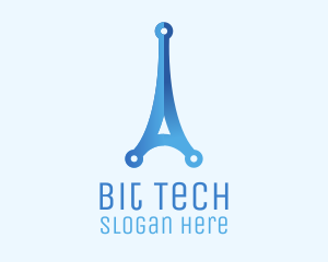 Blue Gradient Eiffel Tower Tech logo design