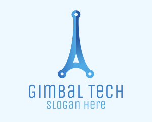 Blue Gradient Eiffel Tower Tech logo design