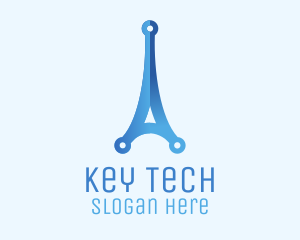 Blue Gradient Eiffel Tower Tech logo design