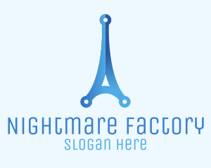 Blue Gradient Eiffel Tower Tech logo design