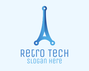 Blue Gradient Eiffel Tower Tech logo design