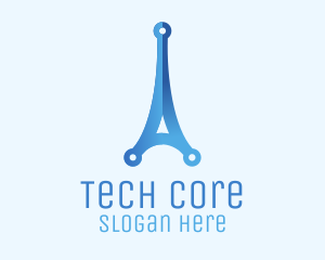 Blue Gradient Eiffel Tower Tech logo design