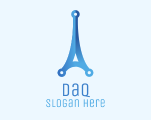 Data Center - Blue Gradient Eiffel Tower Tech logo design