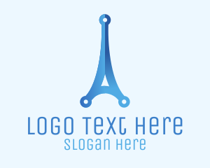 Blue Gradient Eiffel Tower Tech Logo