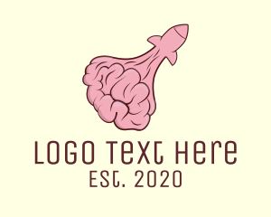 Mind - Brain Rocket Launch logo design