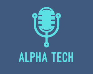 Blue Tech Mic logo design