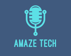 Blue Tech Mic logo design