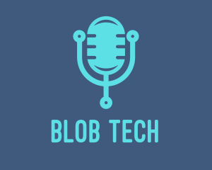 Blue Tech Mic logo design