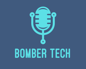 Blue Tech Mic logo design