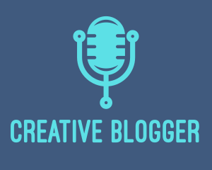 Blogger - Blue Tech Mic logo design