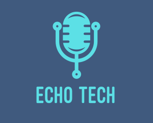 Blue Tech Mic logo design