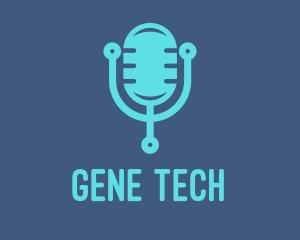 Blue Tech Mic logo design