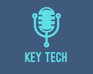 Blue Tech Mic logo design