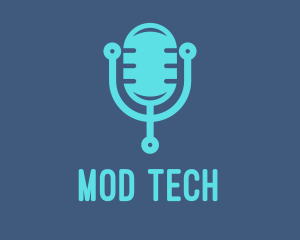 Blue Tech Mic logo design