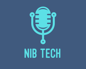 Blue Tech Mic logo design