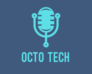 Blue Tech Mic logo design