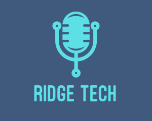 Blue Tech Mic logo design