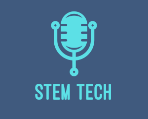 Blue Tech Mic logo design