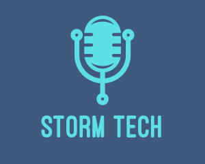 Blue Tech Mic logo design