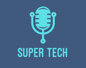 Blue Tech Mic logo design