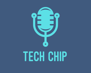 Blue Tech Mic logo design