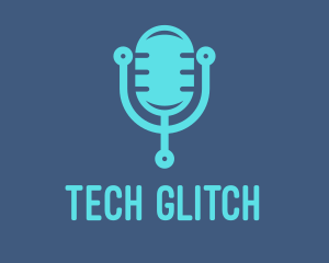 Blue Tech Mic logo design