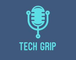 Blue Tech Mic logo design