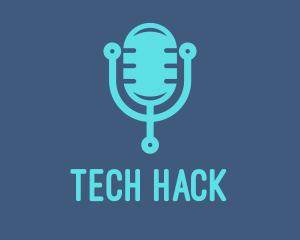 Blue Tech Mic logo design