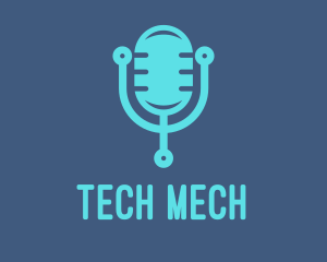 Blue Tech Mic logo design