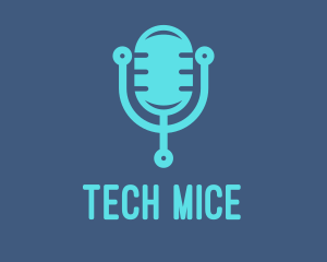 Blue Tech Mic logo design