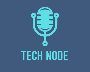 Blue Tech Mic logo design