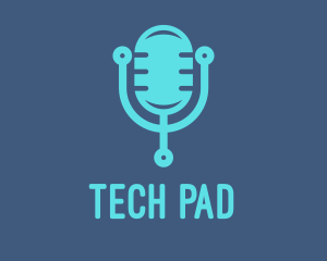 Blue Tech Mic logo design