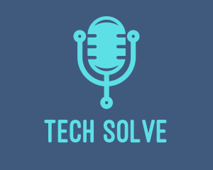 Blue Tech Mic logo design