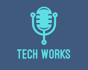 Blue Tech Mic logo design