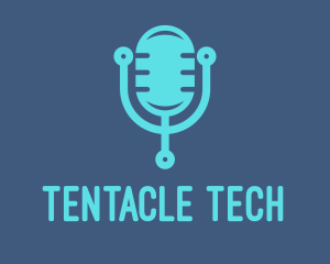 Blue Tech Mic logo design