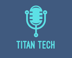 Blue Tech Mic logo design