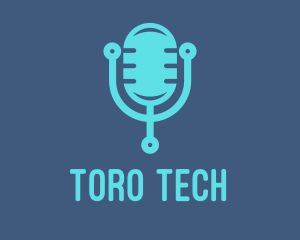 Blue Tech Mic logo design