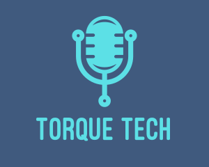 Blue Tech Mic logo design