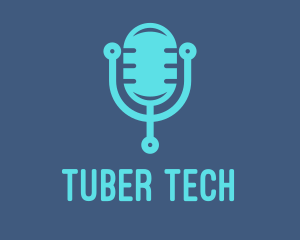 Blue Tech Mic logo design