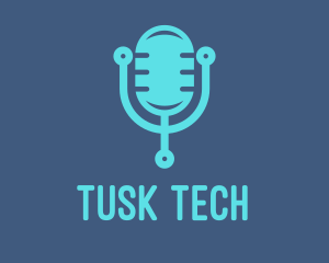 Blue Tech Mic logo design