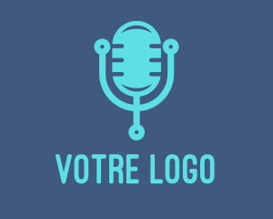 Blue Tech Mic logo design