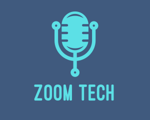 Blue Tech Mic logo design