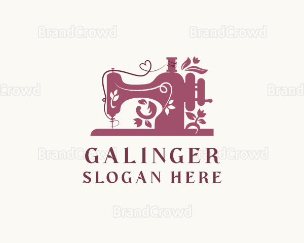 Creative Floral Sewing Machine Logo