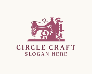 Creative Floral Sewing Machine  logo design