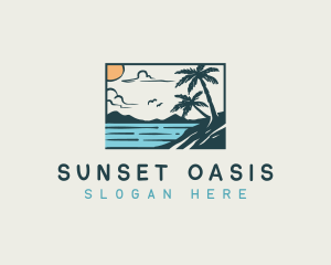 Sunset Beach Vacation logo design