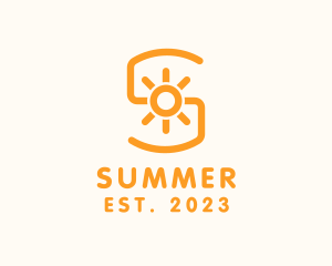 Orange Sunlight Letter S logo design